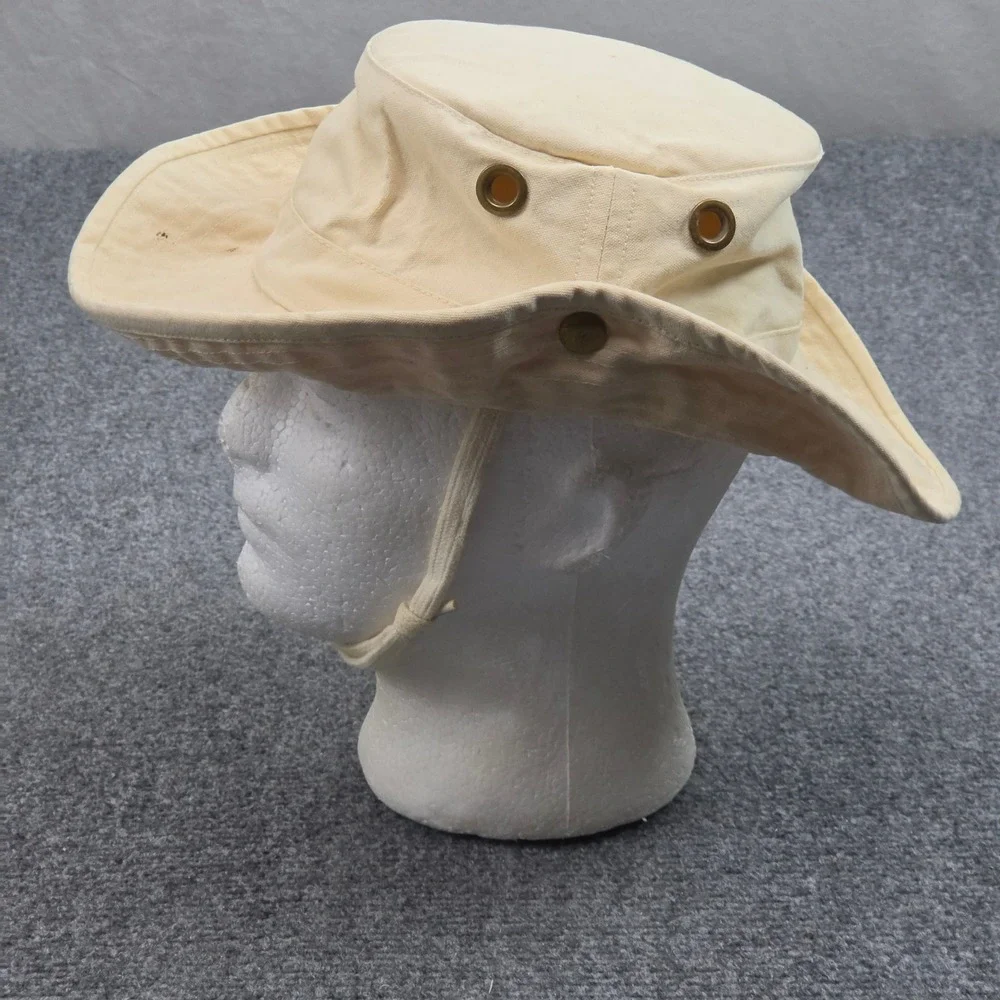Vintage Tilley Boonie Hat Cream Canvas Snap Up 7 3/8 Brim Safari Sun Bucket Hat